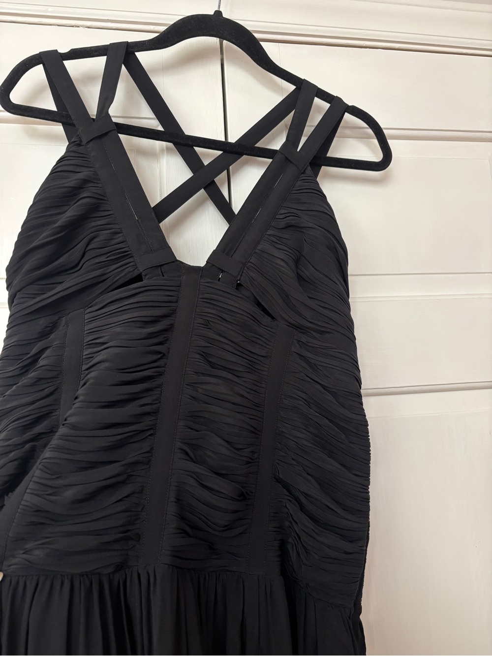 Ulla Johnson Anya Gown Noir 100% Silk Black Tie Ruched Evening Size 14 Sexy - Picture 8 of 16